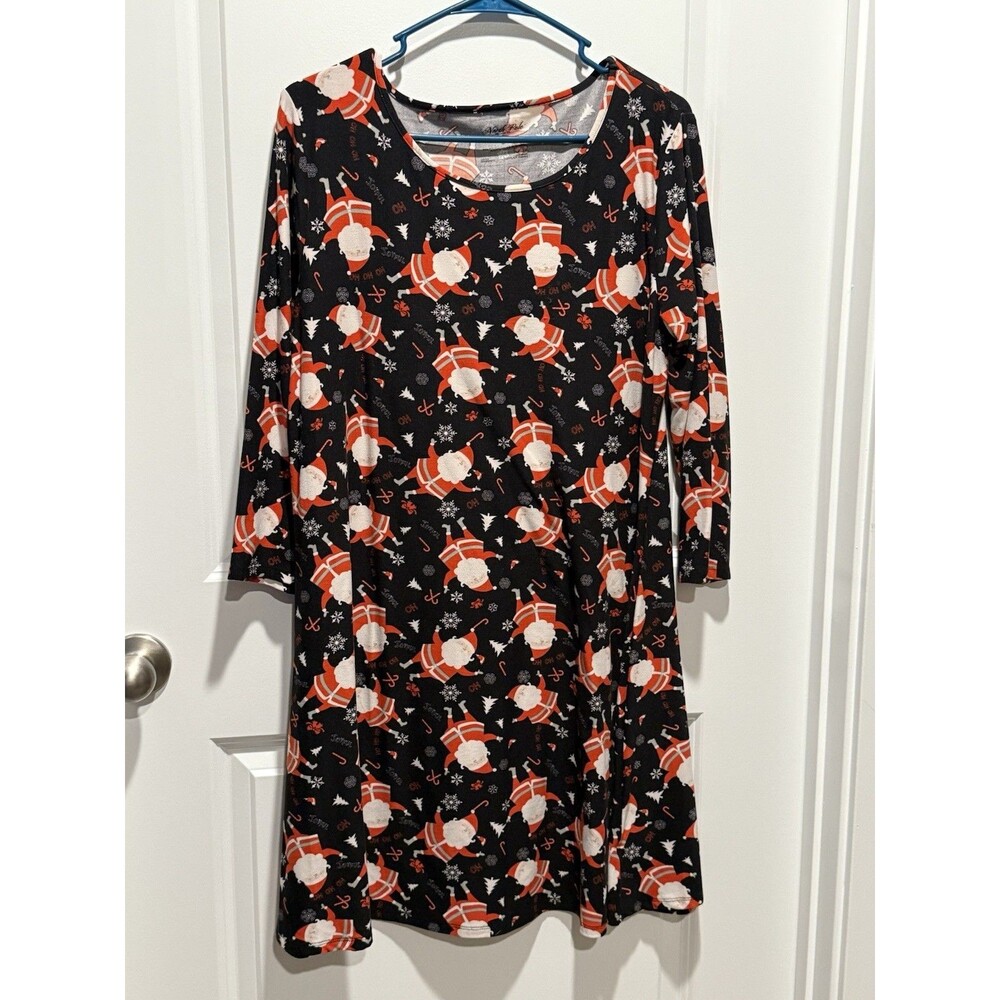 Christmas Santa Dress Large North Pole Trading Black Ugly Womens L Party Holiday